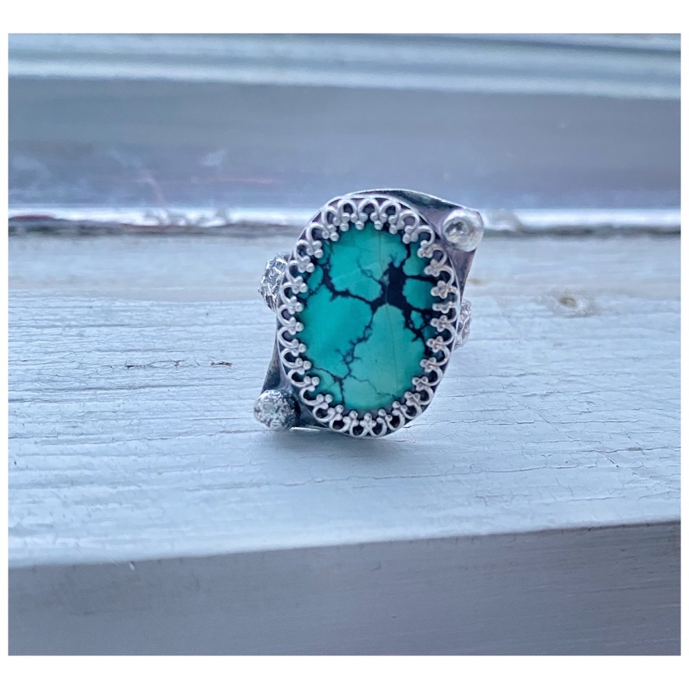 Sterling Silver Black Matrix Turquoise Ring